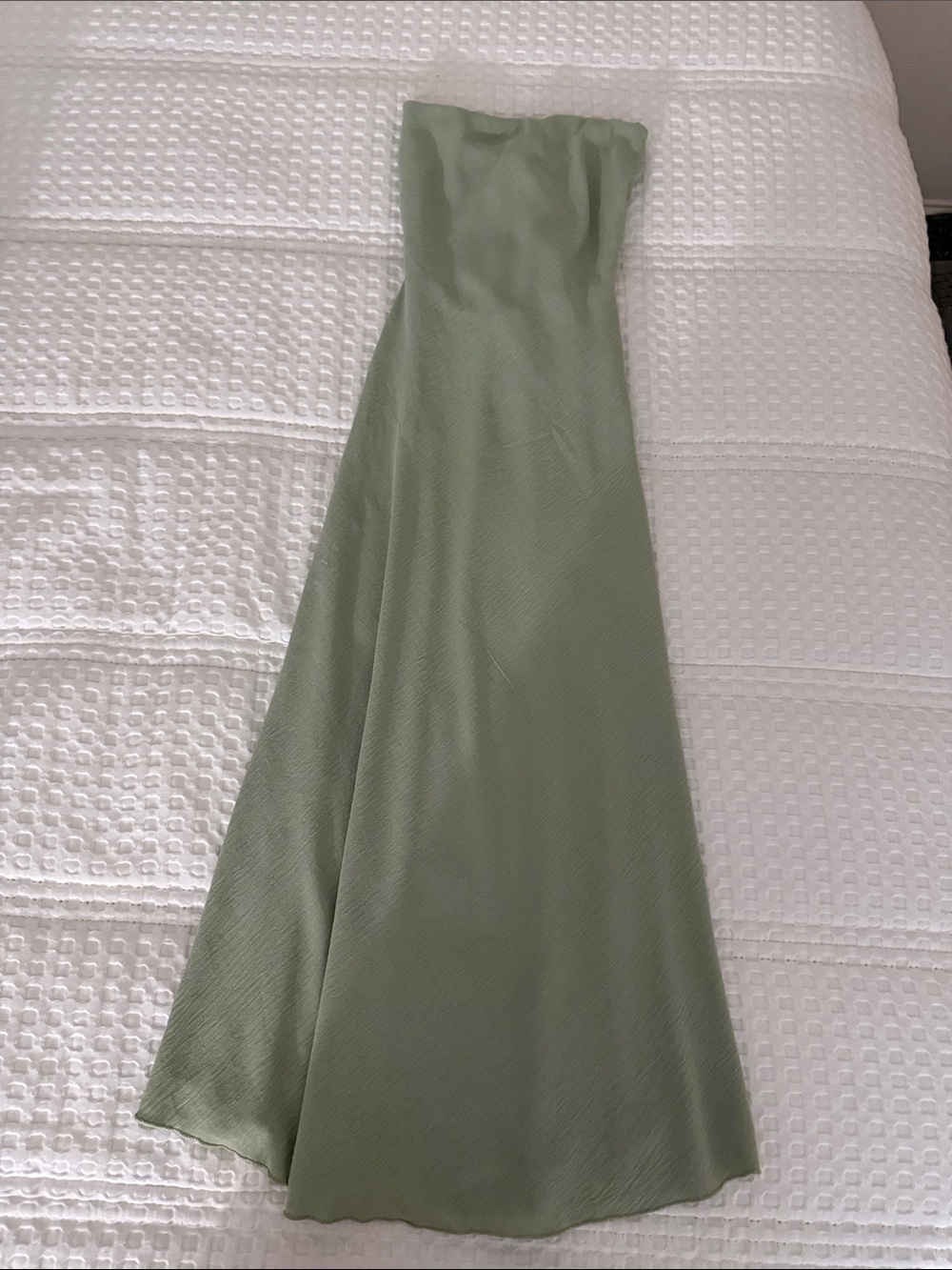 See You Monday Strapless Sage Green Midi Dress